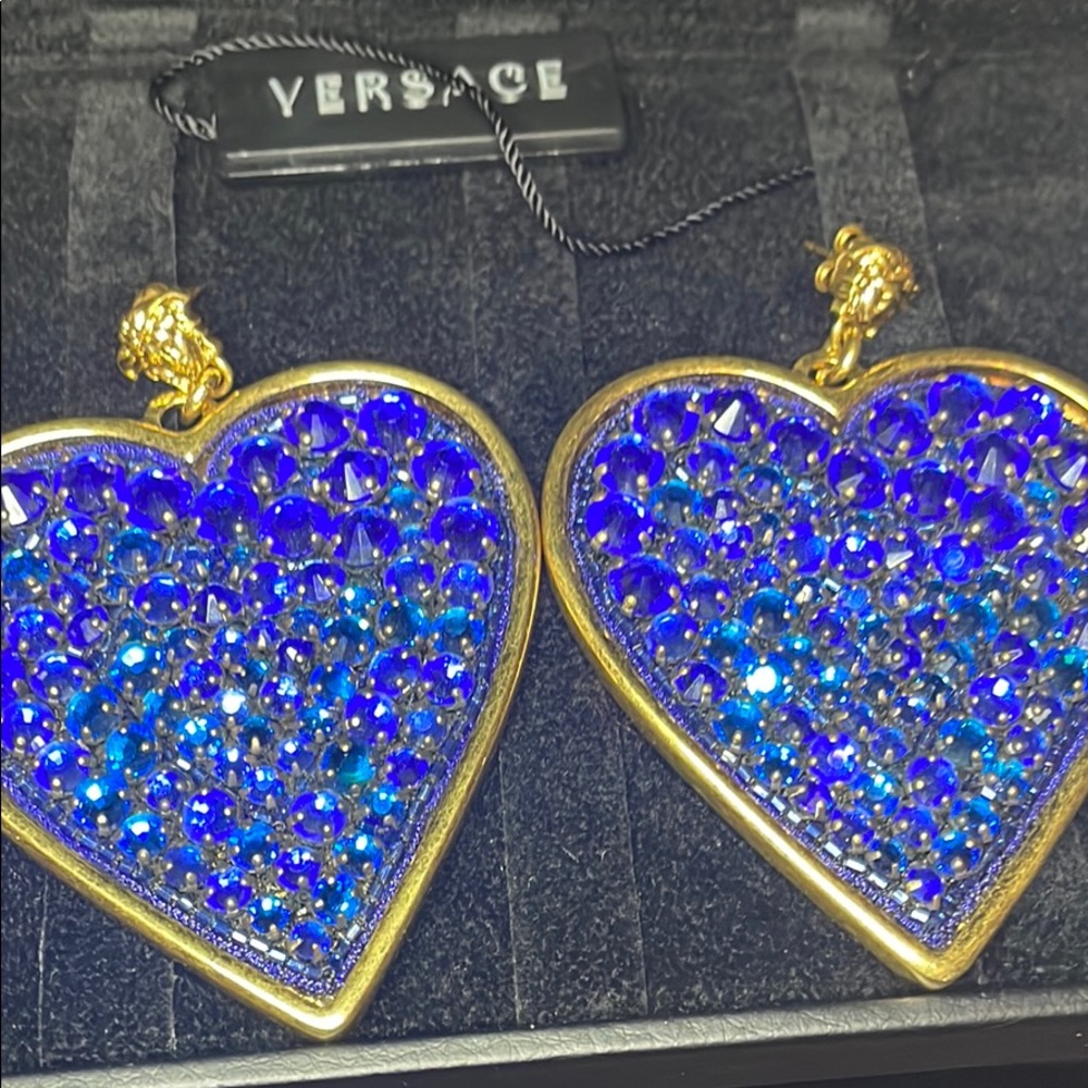 Versace Blue Heart Earrings